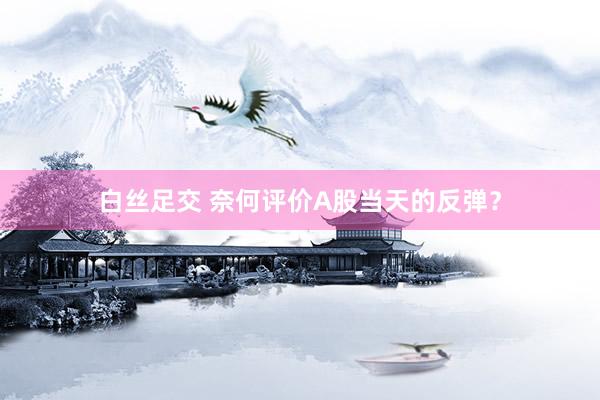 白丝足交 奈何评价A股当天的反弹？