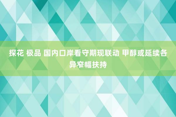 探花 极品 国内口岸看守期现联动 甲醇或延续各异窄幅扶持
