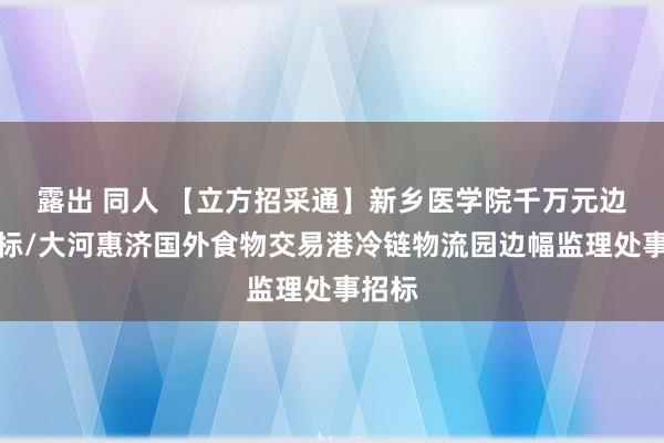 露出 同人 【立方招采通】新乡医学院千万元边幅招标/大河惠济国外食物交易港冷链物流园边幅监理处事招标